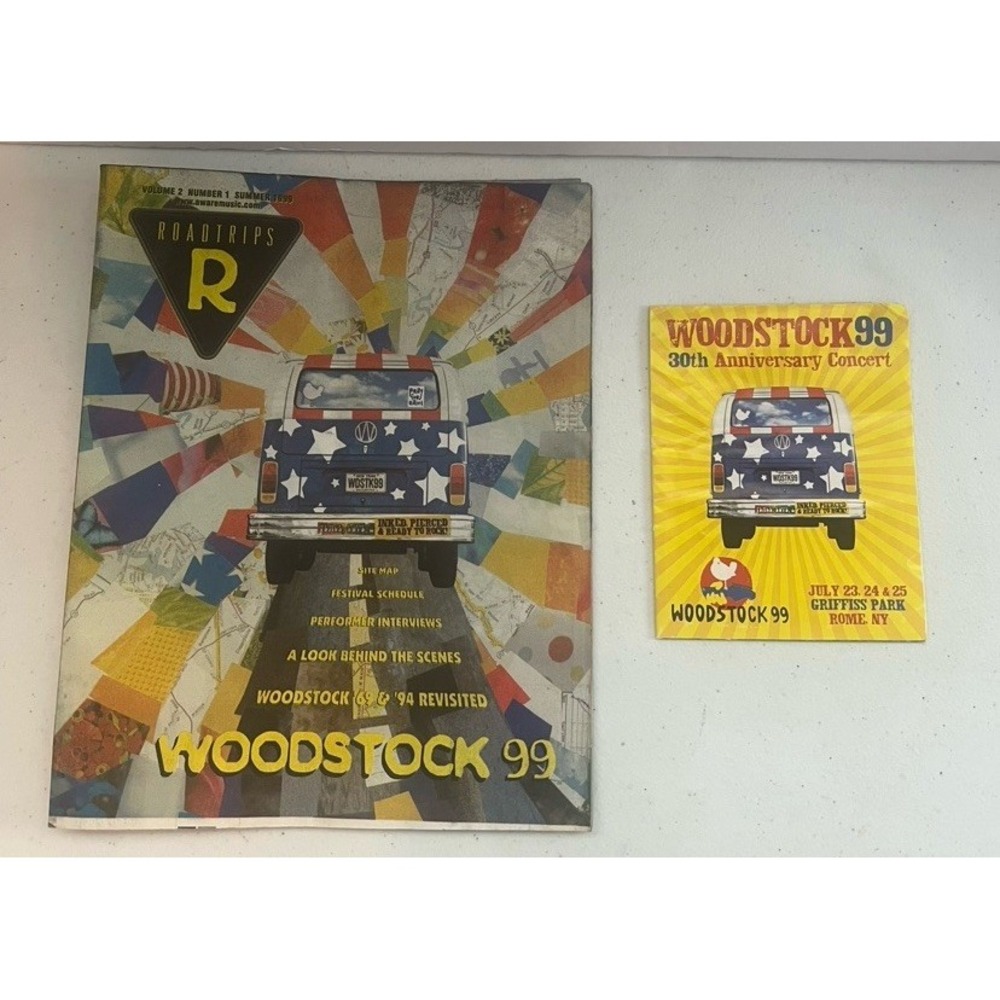 Woodstock 99 Memorabilia Lot Roadtrips Magazine and Site Map Program
